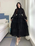 Chiffon Large Swing Thin A-Song Skirt French-Style Waist-To-Skin 100-Folded Dress New Lady Dress