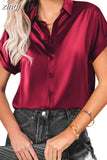 Satin Silk Shirts Fashion Women Short Sleeve Loose Tops Mujer Buttons Office Lady Blouses Women's Clothing Elegant