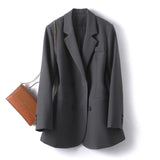 Zingj Small Suit Jacket Female Spring And Autumn Korean Version Loose Temperament Versatile Double Breasted Casual Professional Suit Jacket