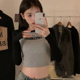 Zingj Embroidered Long-Sleeved T-Shirt Women's Fall 2024 New Slim Show Slim Design Sense Short Student Bottom