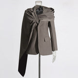 The Autumn Of 2025, The New Fashion Shawl-Style Slaying Splicing Body Slimming Blazer Woman's