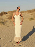 Autumn And Winter Hand-Woven Jasmine Rope Shoulder Strap Bag Hip Tuxedo Dress Tweed Long Dress