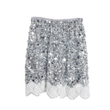 Real Shoot Spice Girl Squin A-Word Skirt Girl Summer Tight High Waist Anti-Walking Light Lace Side Hip Skirt