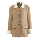 Autumn And Winter Multi-Buckle Heavy Industry Personality Color Color Coat Top Women Suit