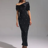 Black Fashion Bow Trim With Smeared Shoulder Slender Diamond