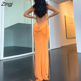 Women Summer Bodycon Open Back Dress Fashion Solid Color Halter Neck Sleeveless Wrap Long Dress