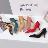 Spring New Large-Size High-Heeled Single-Shoe Rubber Sheel Fine Heel Light-Mouthed Women's Velvet High-Heeled
