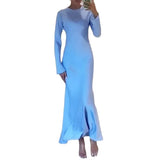 Zingj 2023 The New Solid Color Leisure Home Slim Slim Dress Woman-Outfit