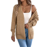 And Winter Pure Color Hollow Lantern Long-Sleeved Sleeve Sweater Long Coat Women's