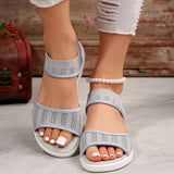Large-Size New Solid Color Tight-Set Fish Mouth Slope And Fly Weaving Mesh Casual Sandals