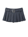 Women Pleated Skirt Y2k Black Gothic Girls 90s Skirt Harajuku Korean Casual Vintage A-line Mini Skirt With Belt Summer