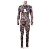 Zingj Women's 2024 New Chest Hollow Long Sleeve Open Back Jumpsuit