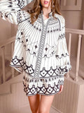Holiday Leisure Wind 2025 Spring New Fashion Design Collar Lantern Sleeve Shirt Shorts Suit