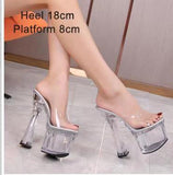 Zingj Yards 18-20 Cm Height Crystal Slope With Slippers Women's Summer Waterproof Platform Anti-Slip Thick