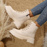 Autumn And Winter New Thick Thick Warm Martin Boots Thick Back Thick Lace Women's Shoes