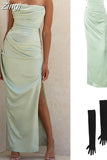 sale !! High Quality Satin Bodycon Dress Women Summer Party Dress House of Cb Green Dress Celebrity Evening Club