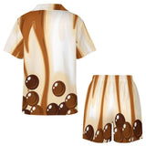 Spring And Summer Pajamas Bubble Tea Pajamas Milk Tea Printing Women's Milk Silk Short Sleeve