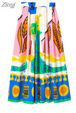 Printed Pleated Midi Skirt Woman High Waist Summer Skirt Sets Stylish Long Skirts For Women Fashion 2023 Beach