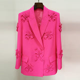 Hot New Star Fashion Double Buckle Heavy Industry Three-Dimensional Flower Decoration Suit