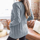 2025 New Women's Casual Cardigan Jacket Solid Color Mah-Button Cardigan Sweater