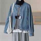 Explosion Recommended ~ Hong Kong Style Retro Blue Cowboy Jacket Women Autumn Loose Thin Short Jacket