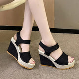 Women's Sandals 2025 Summer New Thick-Bottomed Large Cloth Fish Mouth With High