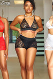 Sexy Underwear 2 Piece Set Women Lace Sheer Bra Tube Crop Tops Shorts Night Sleepwear Sets Summer 2023 Party