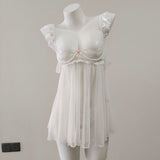 New Sexy Pajamas Female Summer Emotional Fun Small Breast Lace Splicing Slings Hollow Mesh Yarn
