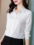 New Shirts for Women Satin Long Sleeve Blouse Office Lady Fashion Shirts Silk Women Shirt OL Elegant Blouses Ladies