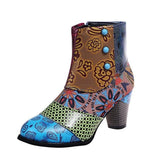 Large-Size Bohemian Female Martin Boots National Style Casual Retro Splicing High And Short Leather