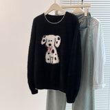 Spotted Dog Watery Wool Sweater Women Winter Soft Languid Horse Hair Long Knitted Blouse Autumn And
