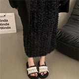 Women 2025 Summer New Flat Bottom Round Head Thick-Bottomed One-Word Drag Wearing Small Scented Wind Cool Slippers