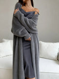 Of Stingy White Knitted Shirts Up Jacket Women Autumn And Winter Loose Fluffy Long Open