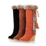 Autumn And Winter New Frosted Large-Size Slope And Long Boots Fur In One High Barrel Warm Boots Fur Snow Boots