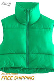 Women's Winter Crop Vest Zip Up Stand Collar Sleeveless Cropped Puffer Vest Lightweight Padded Gilet Warm