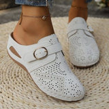 Large-Size Cool Slippers Women Summer New Slope And Flat Bottom Hollow Buckle Fashion Slippers