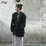 Coats Women Single-breasted Loose All-match Leisure Trendy Outwears Vintage Chic Ulzzang Classic Suit-tops Ladies