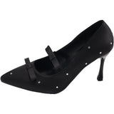 Women 2025 Spring And Autumn New Bow Wave Pointy Sexy Fine And Shallow Pure Lusty Single Shoes