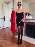 Women's New Sexy Out-To-Shoulder-To-Shoulder-Wear Skirts With Flowers Decorating Temperament Dress