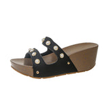 Cool Slippers Women's Summer 2025 New Slope And Thick-Bottomed Fashion Beaded Beach Slippers