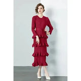 Folded Dress Woman 2025 New Design Feel Fat Mm Fashion Temperament Reduction Cake