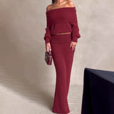Women's Clothing 2025 Autumn New Breast-Wear Sexy Open Shoulder Half-Dress Suit