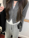 Windish Small Wool Knitted Cardigan Women's Autumn And Winter Round-Neck Long-Sleeved Bottom Shirt Short Repair Inside The