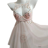 Daisiness Embroidered French Sexy Pajamas 2025 New Small Broken Flower Design Lace-Back Sling Aja
