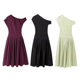 Women's ZA Summer New Temperament Light Long Shoulder Folded
