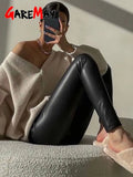 High Waisted Faux Pu Leather Leggings for Women Shiny Winter Pants Velvet Slimming Women's Leather Leggings