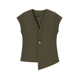New V-Neck Asymmetric Vest Simple Jump Trouser