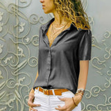 2023 Short-sleeve Shirt Solid Casual Loose Blouse Fashion Women Basic Top Office Party Clothing Shirt Women