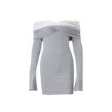 Zingj Women's Fall 2024 New French Temperament Sexy One Word Shoulder Color Knit Long Sleeve