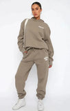 Hooded Trousers Set Printing Foamy Hip Hops Casual Women Plus Velvet